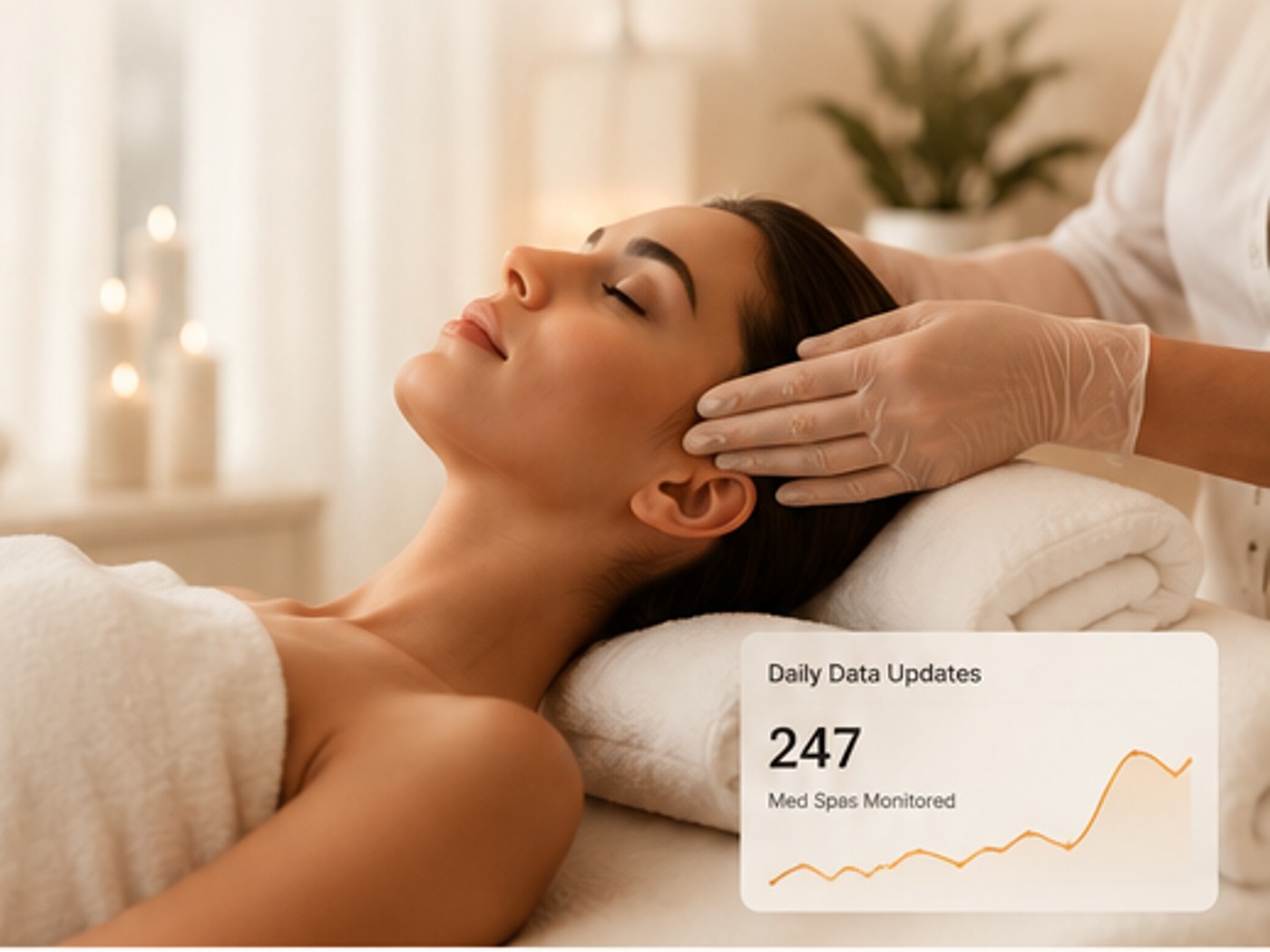 Warm modern med spa treatment environment
